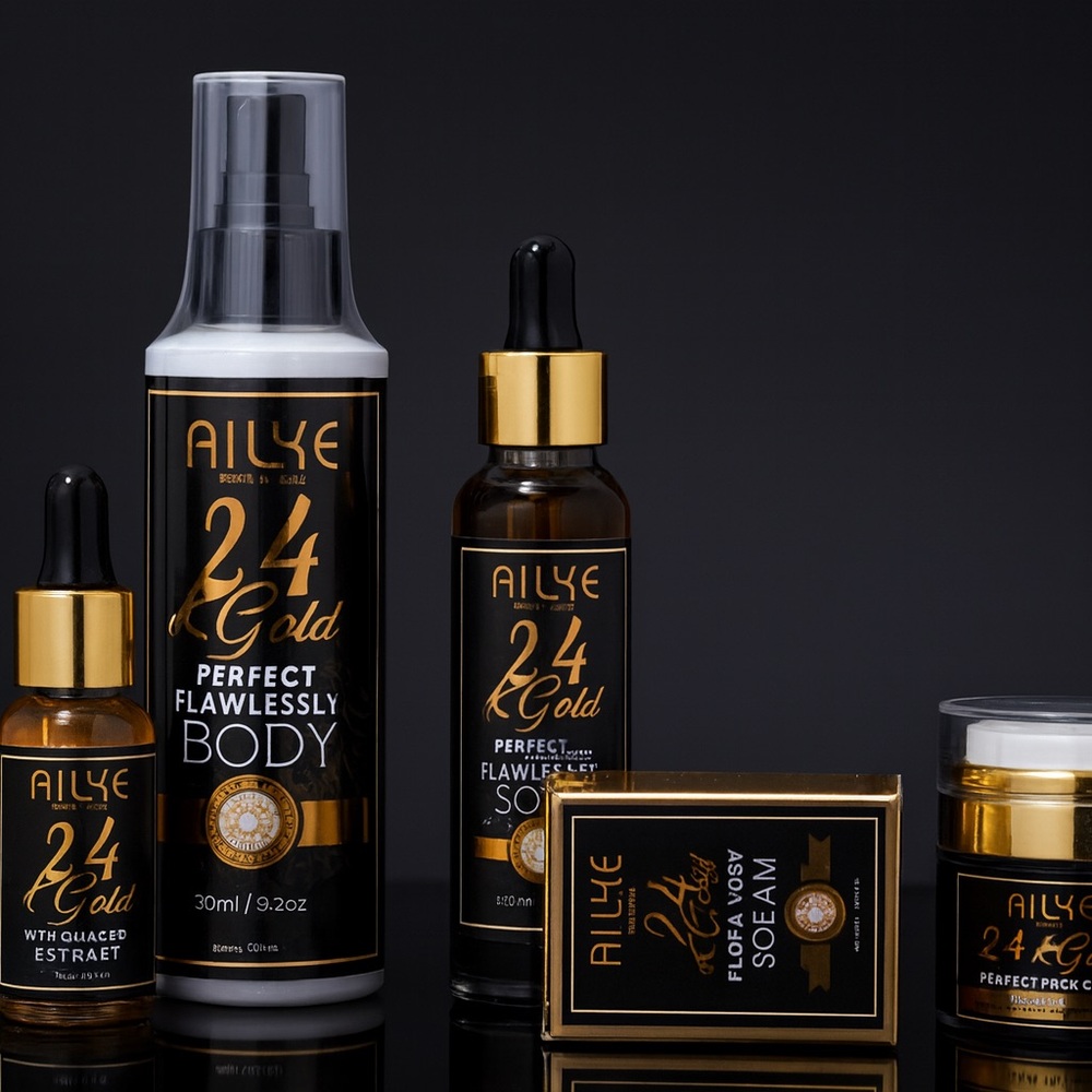 24K Gold Skincare Set - Black and Gold